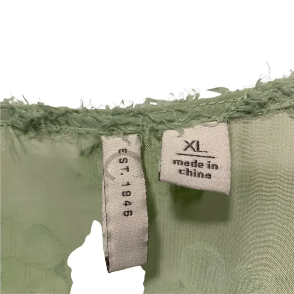 Flouncy Breezy Sheer Green Pokadot Blouse XL - Picture 6 of 6